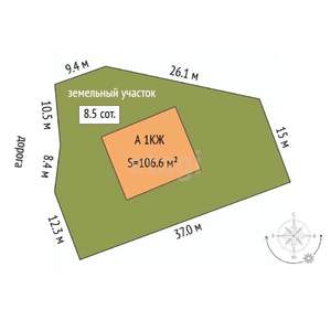 Дом 107м², 1-этажный, участок 10 сот.