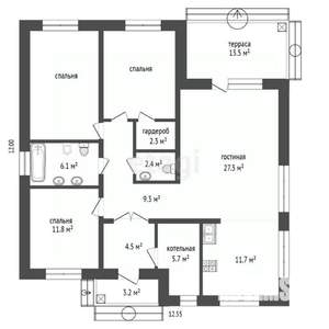 Дом 125м², 1-этажный, участок 6 сот.