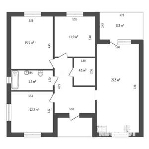 Дом 103м², 1-этажный, участок 5 сот.