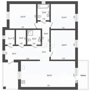 Дом 130м², 1-этажный, участок 7 сот.