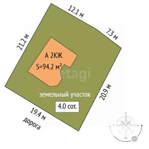 Дом 94м², 2-этажный, участок 4 сот.