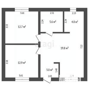 Дом 62м², 1-этажный, участок 8 сот.