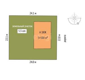 Дом 100м², 1-этажный, участок 6 сот.