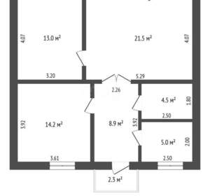 Дом 65м², 1-этажный, участок 9 сот.