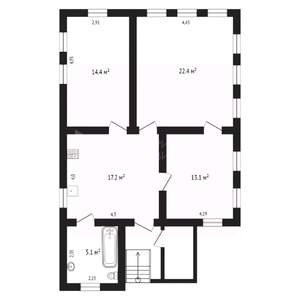 Коттедж 86м², 1-этажный, участок 4 сот.