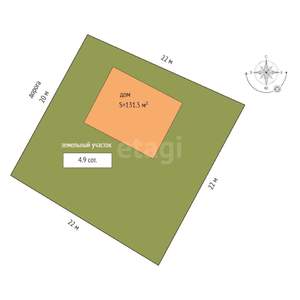 Дом 132м², 2-этажный, участок 5 сот.