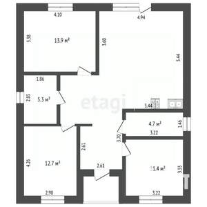 Дом 95м², 1-этажный, участок 8 сот.