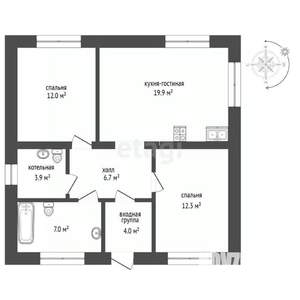 Дом 66м², 1-этажный, участок 6 сот.