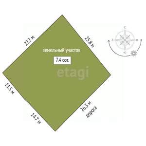 Дом 50м², 1-этажный, участок 7 сот.