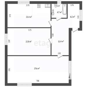 Дом 95м², 1-этажный, участок 8 сот.