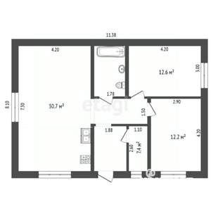 Дом 90м², 1-этажный, участок 8 сот.