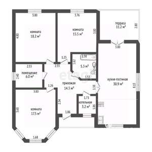 Дом 122м², 1-этажный, участок 9 сот.