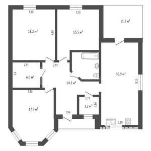 Коттедж 122м², 1-этажный, участок 9 сот.
