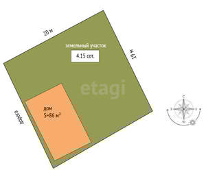 Дом 86м², 2-этажный, участок 4 сот.