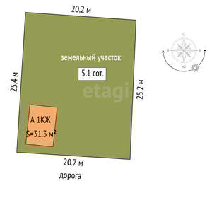 Дом 31м², 2-этажный, участок 5 сот.