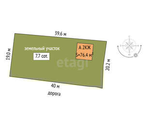 Дом 76м², 2-этажный, участок 8 сот.