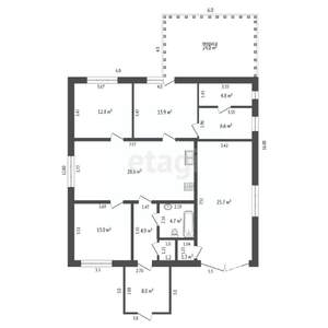 Дом 156м², 1-этажный, участок 6 сот.