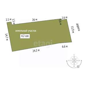 Дом 43м², 1-этажный, участок 4 сот.