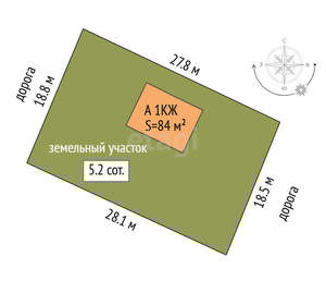 Дом 84м², 1-этажный, участок 6 сот.