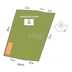 Дом 19м², 1-этажный, участок 7 сот.