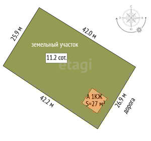 Дом 27м², 2-этажный, участок 7 сот.