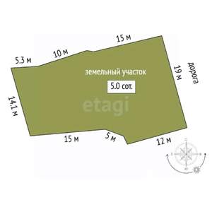 Дом 53м², 1-этажный, участок 5 сот.