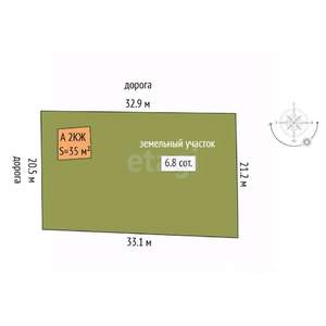 Дом 37м², 2-этажный, участок 7 сот.