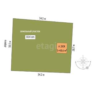 Дом 49м², 2-этажный, участок 10 сот.