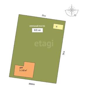 Дом 140м², 2-этажный, участок 9 сот.