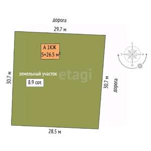 Дом 27м², 1-этажный, участок 9 сот.