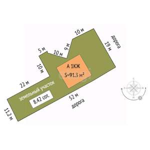 Дом 91м², 1-этажный, участок 8 сот.