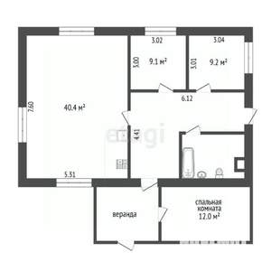 Дом 110м², 1-этажный, участок 6 сот.