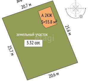 Дом 56м², 2-этажный, участок 5 сот.