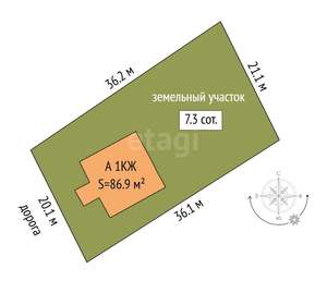 Дом 87м², 1-этажный, участок 7 сот.