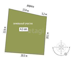 Дом 65м², 1-этажный, участок 4 сот.