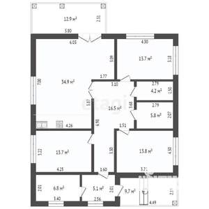 Дом 144м², 1-этажный, участок 4 сот.