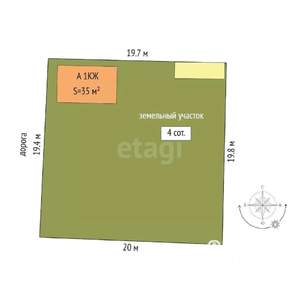 Дом 35м², 1-этажный, участок 4 сот.