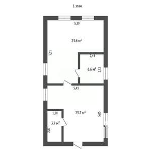 Дом 58м², 1-этажный, участок 11 сот.