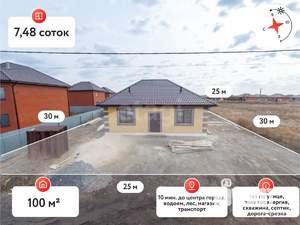 Дом 100м², 1-этажный, участок 7 сот.