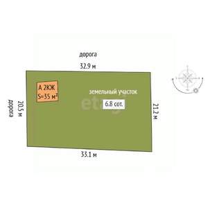 Дом 37м², 2-этажный, участок 7 сот.