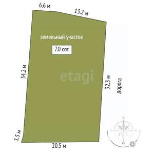 Дом 36м², 2-этажный, участок 7 сот.