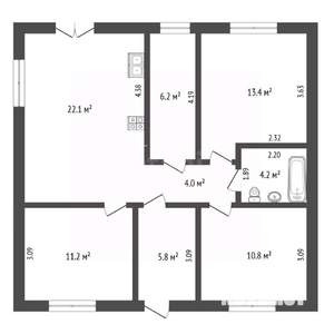 Дом 90м², 1-этажный, участок 4 сот.