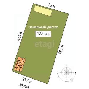 Дом 44м², 1-этажный, участок 12 сот.