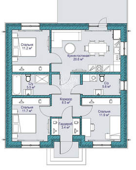 Дом 95м², 1-этажный, участок 5 сот.