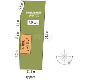 Дом 45м², 1-этажный, участок 4 сот.