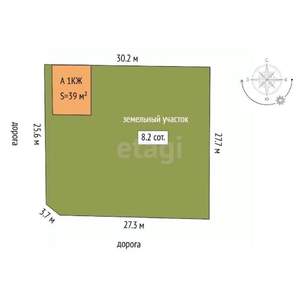 Дом 39м², 2-этажный, участок 8 сот.