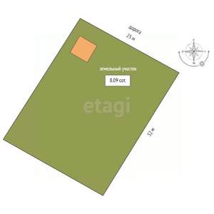 Дом 20м², 1-этажный, участок 8 сот.