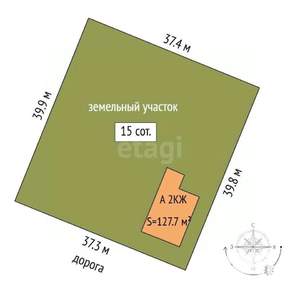 Дом 128м², 2-этажный, участок 7 сот.