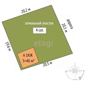 Дом 40м², 1-этажный, участок 4 сот.