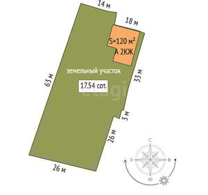 Дом 120м², 2-этажный, участок 12 сот.